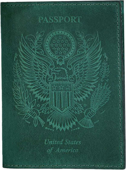 LEATHER VILLAGE Leather Passport Holder Cover – Travel Wallet with Card Slots, Vintage Passport Case for Men & Women – Cute Organizer for Travel Accessories & Documents - Turquoise
