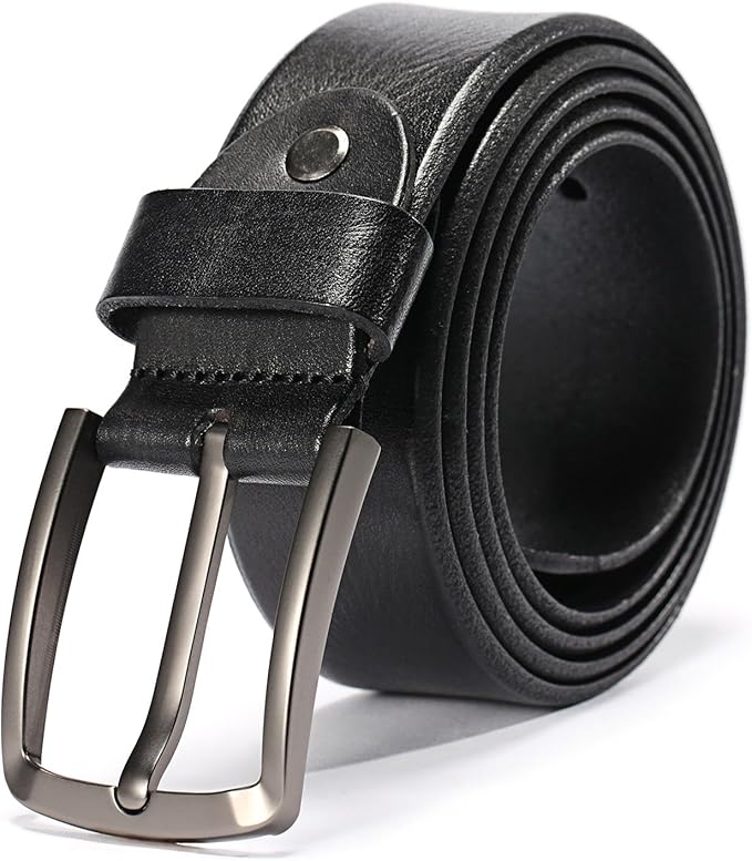 KEECOW Men's 100% Italian Cow Leather Belt Men With Anti-Scratch Buckle,Packed in a Box