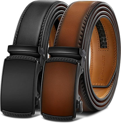 BULLIANT Men Belts 2 Pack,Ratchet Sliding Belt Adjustable For Gift Mens Dress Casual 1 3/8",Cut for Fit