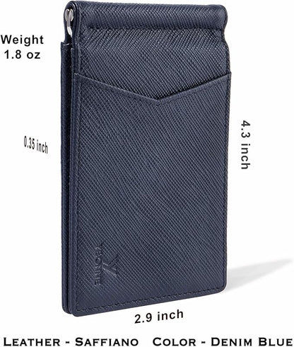 YBONNE Mens Slim Wallet with Money Clip Front Pocket RFID Blocking Thin Bifold Leather Card Holder Minimalist Mini Billfold