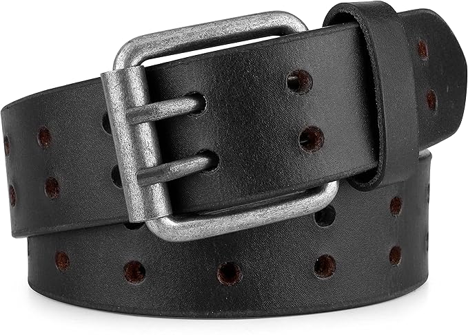 F&L CLASSIC Leather Work Belt, Heavy Duty Double Prong full grain Leather Belts for Men 1 1/2", Mens Casual Belts for Jeans