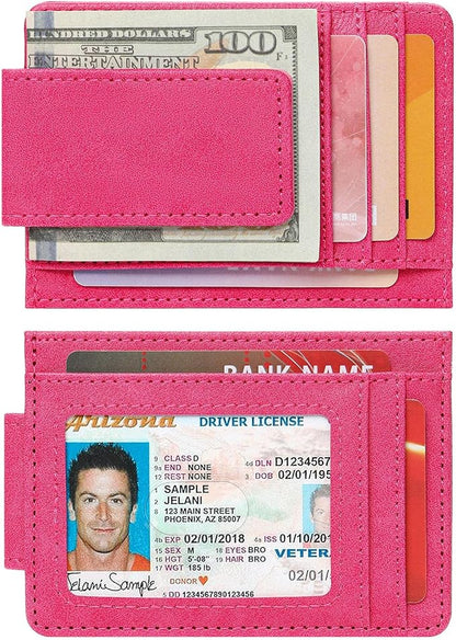 Magnetic Closure Slim Wallet for Men Leather RFID Blocking Minimalist Front Pocket Money Clip Wallet Credit Card Holder