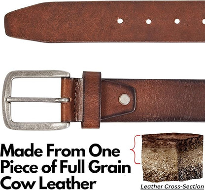 Real Full Grain Harness Cow Leather Belt for Men 38mm Width Casual Retro look Vintage style Handmade Valentine Gift