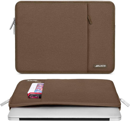 MOSISO Laptop Case 14 inch, 14 inch Laptop Sleeve Compatible with HP Lenovo Dell ASUS Acer, HP Stream, Dell Latitude, Lenovo IdeaPad, Polyester Vertical Computer Sleeve Bag with Pocket, Brown