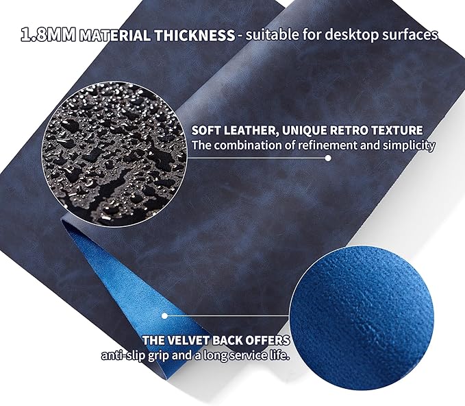 RENMTURE Large Mouse Pad and Keyboard Wrist Rest, Desk Pad for Keyboard and Mouse, Large Gaming Mouse Pad with Wrist Support, Desk Mat for Work and Gaming (Blue)
