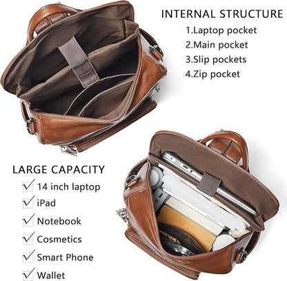 Shrrie Vegan Leather Laptop Backpack for Women 15.6 inch Work Backpack Fashion Travel Backpack Purse for Business College