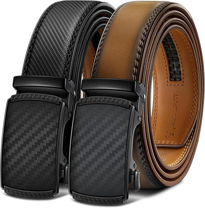 BULLIANT Men Belts 2 Pack,Ratchet Sliding Belt Adjustable For Gift Mens Dress Casual 1 3/8",Cut for Fit