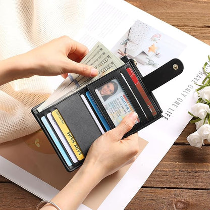 GAEKEAO Slim Wallet for Women, RFID Blocking Credit Card Holder Bifold Wallet with Zipper Coin Pocket, ID Window