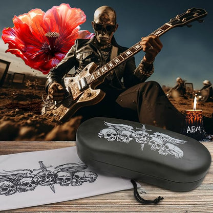 MyEyeglassCase - Large Sunglasses Case - Hard Glasses Case Holder w/Pouch & Cloth - Eyeglass Case Aviator Frames Men & Women