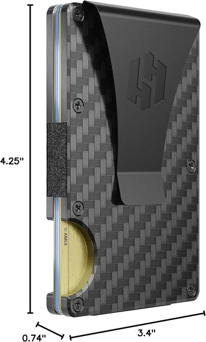 Hayvenhurst Wallet for Men - Slim RFID Blocking Metal Wallet with Money Clip, Minimalist Front Pocket Credit Card Holder, Small Mens Wallet