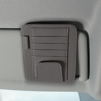 Car Sun Visor Organizer, Multi Pocket Small Vehicle Document Holder for Card Pen, Sunglasses Holder, Auto Interior Accessories Pocket Organizer for Car Truck SUV (Gray)