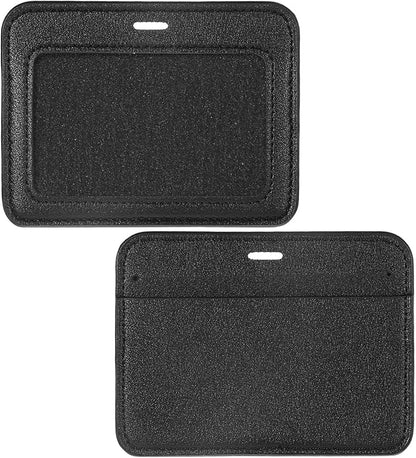 1 Pcs ID Badge Holder Horizontal Black Badge Holder Name Tag Holders Leather Black Waterproof Name Badges Holders Single-Side Clear Card Multiple Card Slots Holderes for Staff Offices Employees