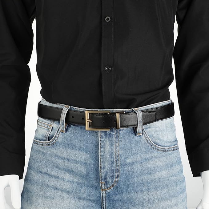 Lavemi Mens Belt Reversible 100% Italian Leather Dress Casual,One Reverse for 2 Colors,Trim to Fit