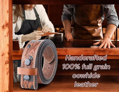 F&L CLASSIC Western Belt without buckle for men – Full Grain Leather Cowboy Belts for jeans - One Piece Leather strap belt