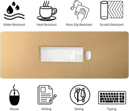 Bloss Gold Leather Desk Mat 47.2" x 16.9", Large Keyboard Pad for Desk, Desk Matt for Desktop, Waterproof Desk Pad Mat, Computer Mat for Office/Home/Decor