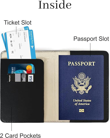 PU Leather Passport Holder Covers Case, Waterproof Rfid Blocking Travel Wallet Passport Holder(Black)