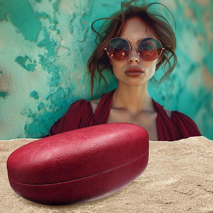 MyEyeglassCase® Large Hard Sunglasses Case | fits Large curved Sunglasses, with microfiber bag and cleaning cloth