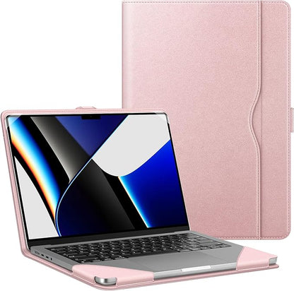 Fintie Sleeve Case for MacBook Pro 14 Inch A3427 A3426 A3434 A3401 A3185 A3112 A2992 A2918 A2779 A2442 (2026-2021), PU Leather Folio Cover for MacBook Pro 14" M5/M4/M3/M2/M1, Rose Gold
