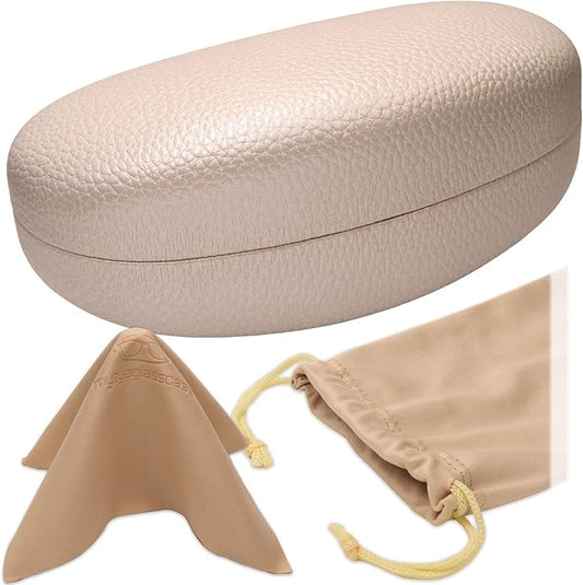 MyEyeglassCase® Large Hard Sunglasses Case | fits Large curved Sunglasses, with microfiber bag and cleaning cloth