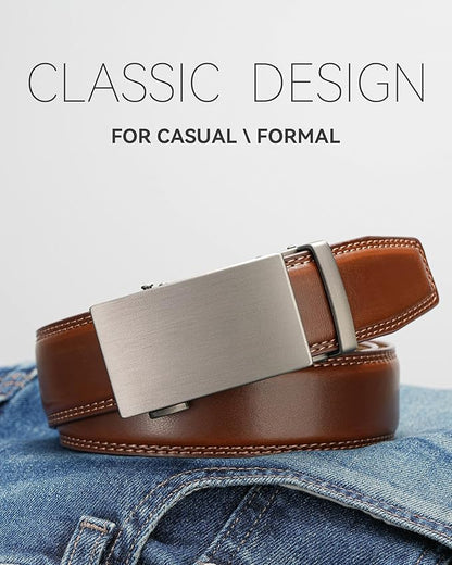 MILORDE Men's Leather Ratchet Belt - 35mm - Customizable Fit