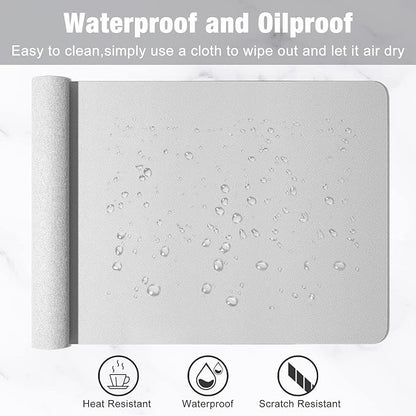 Hsurbtra Desk Pad, 30" x 14" PU Leather Desk Mat, XL Extended Mouse Pad, Waterproof Desktop Blotter Protector, Non-Slip Ultra Thin Large Laptop Keyboard Writing Mat for Office Home, Gray