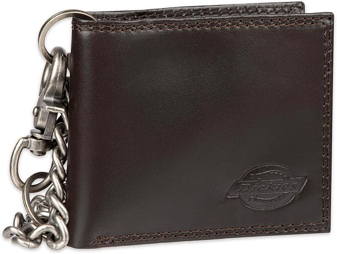 Dickies Men's RFID Everyday Leather Bifold Chain Wallet Black