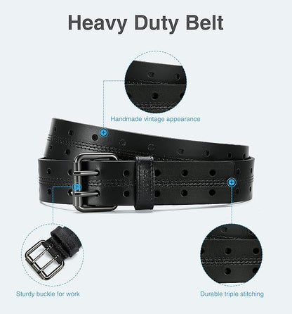 CHAOREN Work Belts for Men Heavy Duty - 1.5" Full Grain Leather Belt Casual - Fully Adjustable, Double Prong
