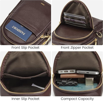 Kattee Sling Bag for Women, Leather Fanny Packs Crossbody Purse, Small Chest Bag for Travel with RFID Blocking