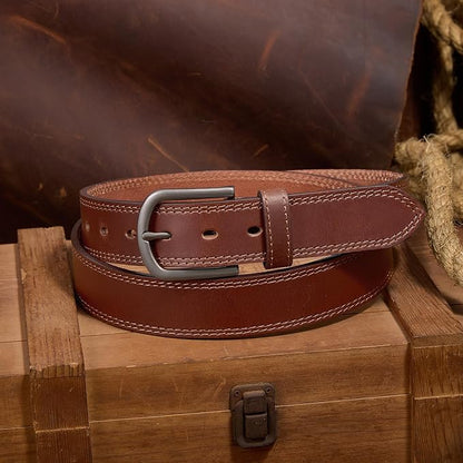 Men's Full Grain Leather Belt for Everyday Casual Jeans, 1.5" Handmade Men Leather Belts with Gift Box