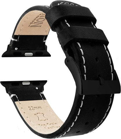 BARTON WATCH BANDS - Top Grain Leather Watch Bands Compatible with Apple Watch Models - 1, 2, 3, 4, 5, 6, 7, 8, 9, 10, SE, Ultra & Ultra 2