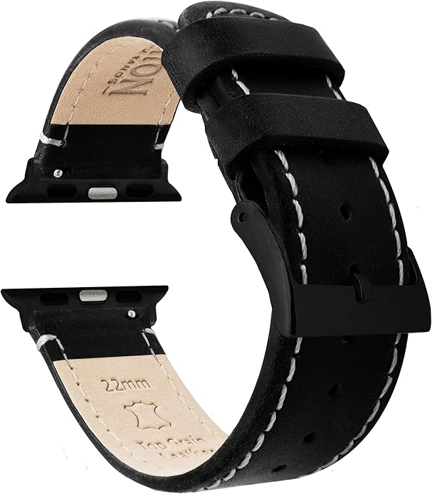 BARTON WATCH BANDS - Top Grain Leather Watch Bands Compatible with Apple Watch Models - 1, 2, 3, 4, 5, 6, 7, 8, 9, 10, SE, Ultra & Ultra 2