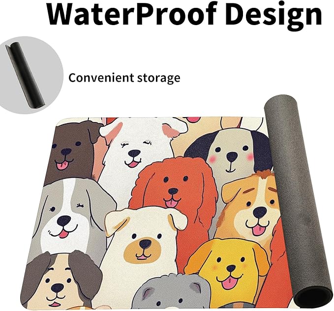Positively Adorable Dog Desk Mat - （31.5 * 15.75in） Desk Pad, Large Non-Slip PU Leather Pad for Aesthetic Home Office & Gaming,A Gift for Dog Lovers