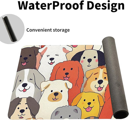Positively Adorable Dog Desk Mat - （27.56 * 13.78in） Desk Pad, Large Non-Slip PU Leather Pad for Aesthetic Home Office & Gaming,A Gift for Dog Lovers
