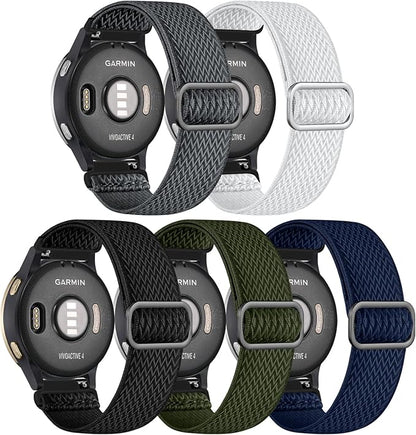 GEAK 22mm Quick Release Watch Band Compatible with Garmin Venu 4 45mm /Venu 2 3/Vivoactive 4 45mm,Solo Loop Adjustable Elastic Nylon Watch Strap Replacement Wristband for Forerunner 265/255 Men Women