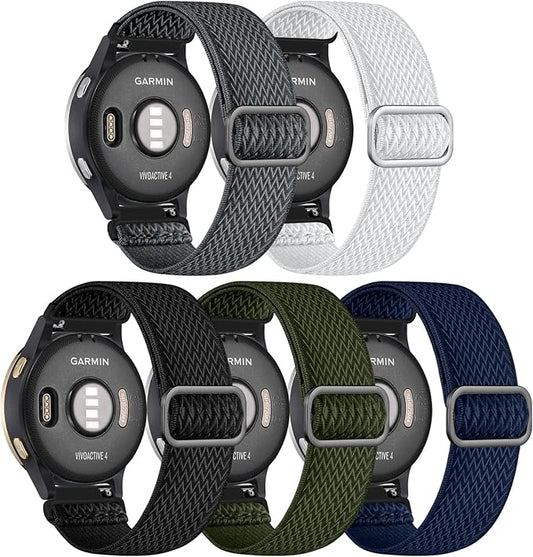 GEAK 22mm Quick Release Watch Band Compatible with Garmin Venu 4 45mm /Venu 2 3/Vivoactive 4 45mm,Solo Loop Adjustable Elastic Nylon Watch Strap Replacement Wristband for Forerunner 265/255 Men Women