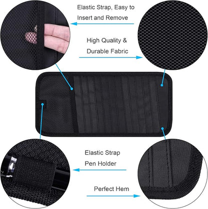 Car CD Case Holder, Wisdompro Vehicle Sun Visor Organizer for Cars with 12 DVD Storage Sleeves, 1 Mesh Pocket, 1 Pen Holder and Elastic Strap, Black