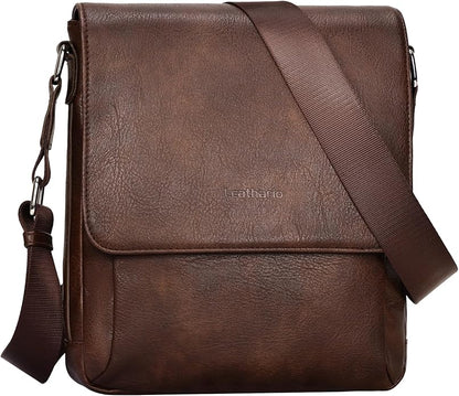 Leathario Men's Crossbody Bag, Vegan Leather, Shoulder Purse Side Sling Satchel, Small Messenger for Travel Work Daily