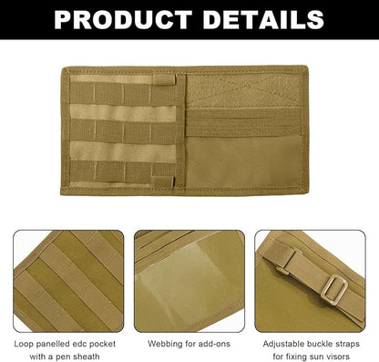 povtii Car Sun Visor Organizer, Tactical Nylon Vehicle Visor Panel Storage Holder Pouch Bag, Molle Multifunctional Sunshade Pocket for Pen Card Sunglasses, Car Accessories (Khaki)