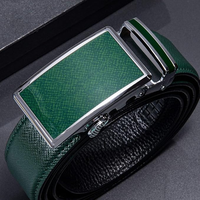 Barry.Wang Mens Belts Leather Ratchet Automatic Buckle Slide Click 1 3/8" Designer Dress Fashion Classic Casual Work Business