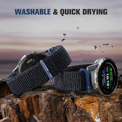 18mm 20mm 22mm Hook and Loop Watch Band Compatible with Garmin Vivoactive 5/ Vivoactive 6/ Vivoactive 3, Soft Nylon Breathable Sport Strap for Venu 2S/ Venu3S/ Forerunner 265s,Venu 3/ Venu 2 Men Women