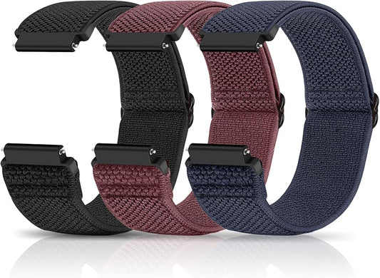 Compatible with 16mm 18mm 19mm 20mm 22mm 24mm Watch Bands Quick Release Replacement Wristband,Adjustable Stretchy Nylon Solo Loop Straps Fabric Braided Sport Elastic Bands for Men Women