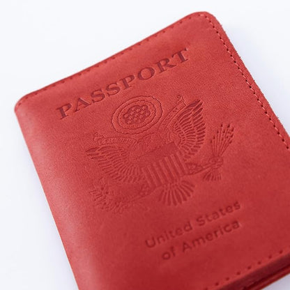 INCARNE US Leather Passport Holder for Travel - Passport Case - Passport Wallet for Men - Passport Cover for Women Sleeve Protector - Travel Essentials Vacation Luggage Travel Gifts - Vintage Red
