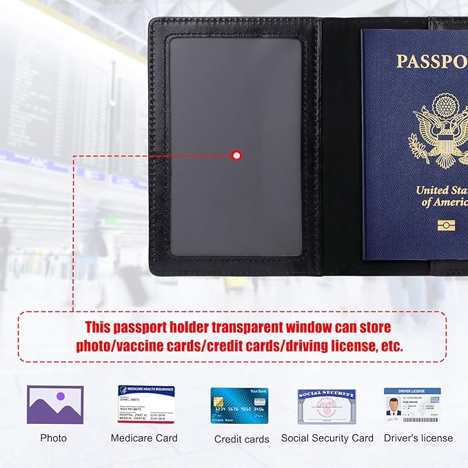 TIGARI Passport Holder for Travel Women Men, Valentines Day Gifts PU Leather Wallet Cover Case Sleeve, Waterproof Protected Document Organizer, Vacation Plane Cruise Travel Essentials