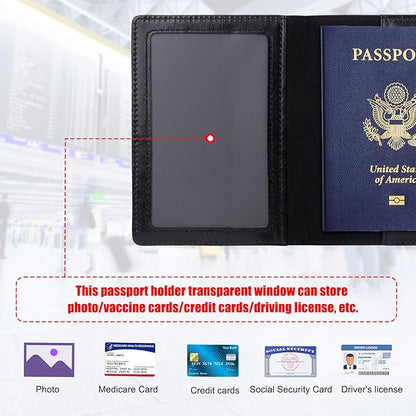 TIGARI Passport Holder for Travel Women Men, Valentines Day Gifts PU Leather Wallet Cover Case Sleeve, Waterproof Protected Document Organizer, Vacation Plane Cruise Travel Essentials