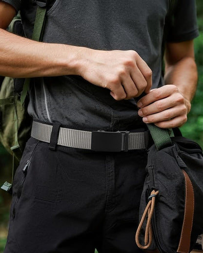 CHAOREN Nylon Ratchet Belts for Men - Adjustable Casual Work Belt with Slide Buckle - Trim to Fit