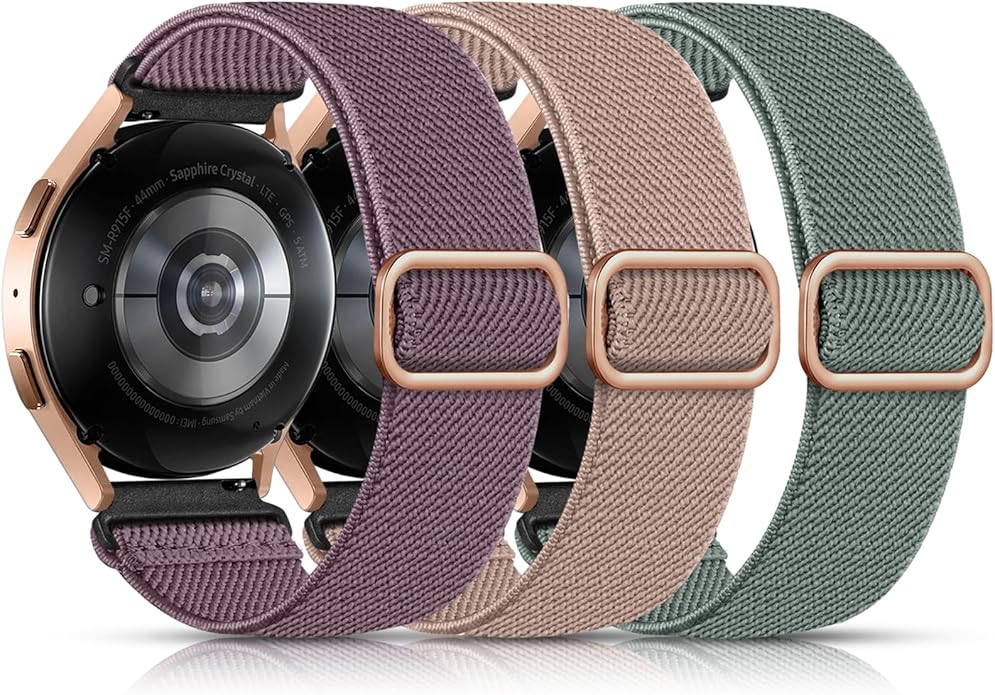 Lerobo Elastic Bands Compatible with Samsung Galaxy Watch 8 7 6 5 4 40mm 44mm/Galaxy Watch 8 Classic 6 4 Classic 43mm 47mm 42mm 46mm/5 Pro Band 45mm/Active 2,3 Pack 20mm Adjustable Nylon Sport Band