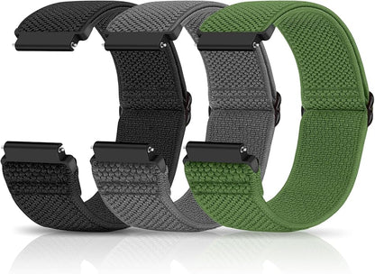 Compatible with 16mm 18mm 19mm 20mm 22mm 24mm Watch Bands Quick Release Replacement Wristband,Adjustable Stretchy Nylon Solo Loop Straps Fabric Braided Sport Elastic Bands for Men Women