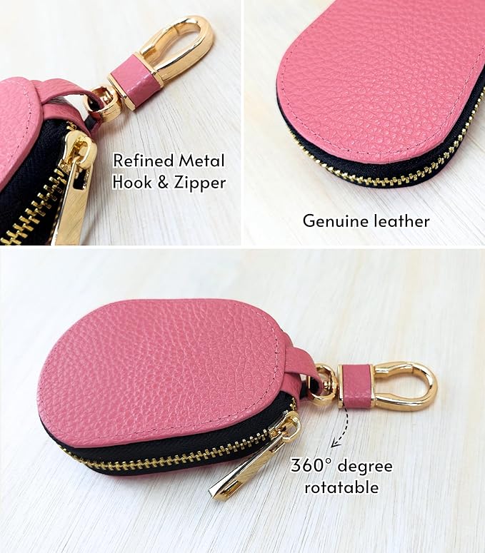 Universal Genuine Leather Car Key Fob Case – Premium Smart Key Holder for Remote Key Fobs