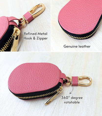 Universal Genuine Leather Car Key Fob Case – Premium Smart Key Holder for Remote Key Fobs