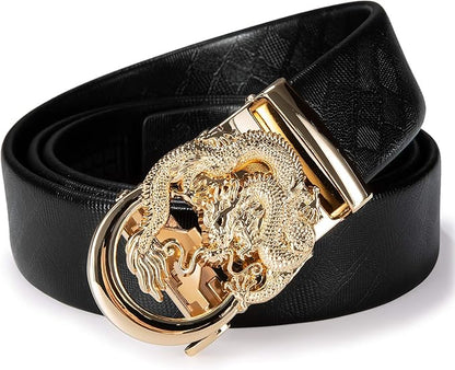 Barry.Wang Mens Belts Leather Ratchet Automatic Buckle Slide Click 1 3/8" Designer Dress Fashion Classic Casual Work Business